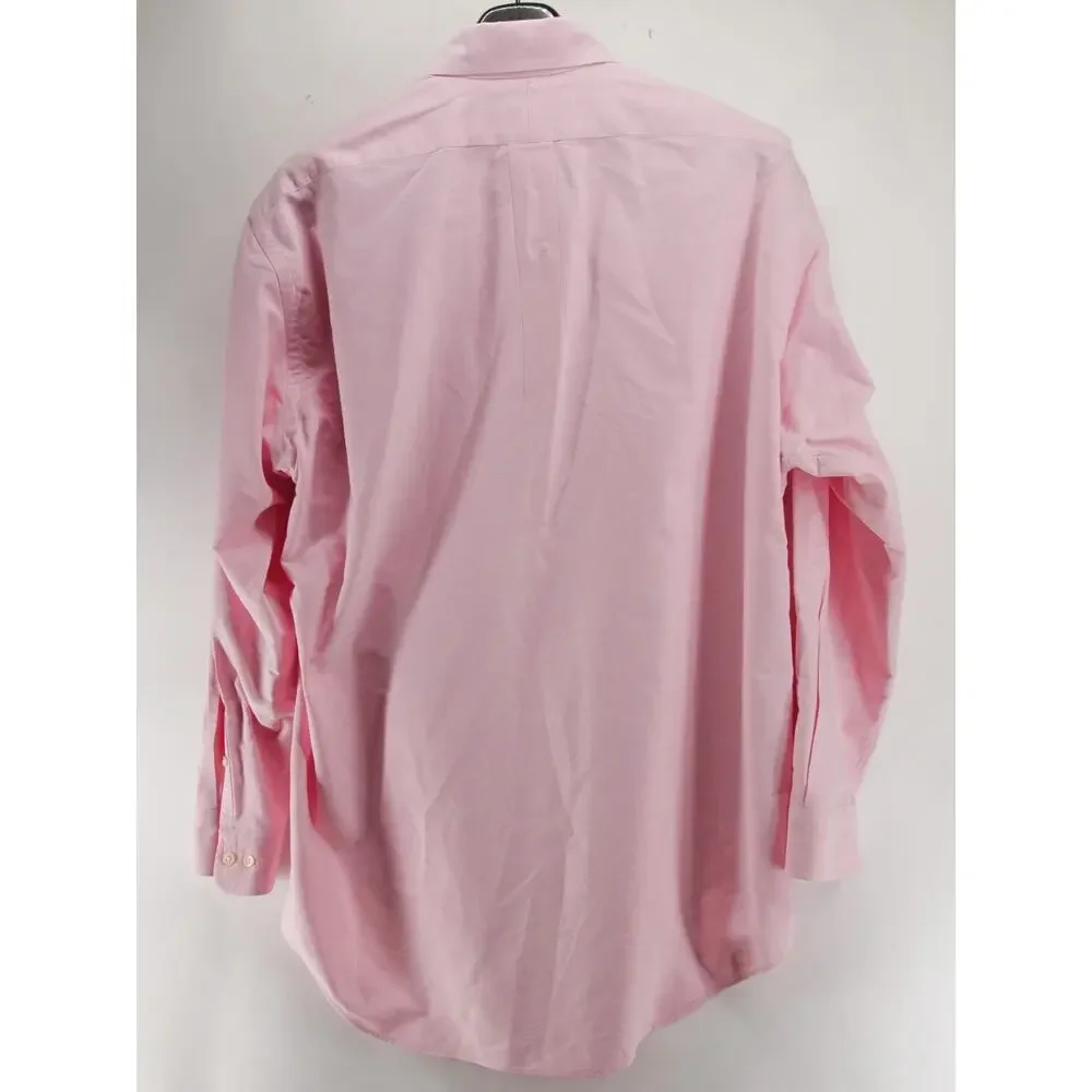 Polo Ralph Lauren Mens 16 32/33 Pink Long Sleeve Oxford Standard Fit Button Up